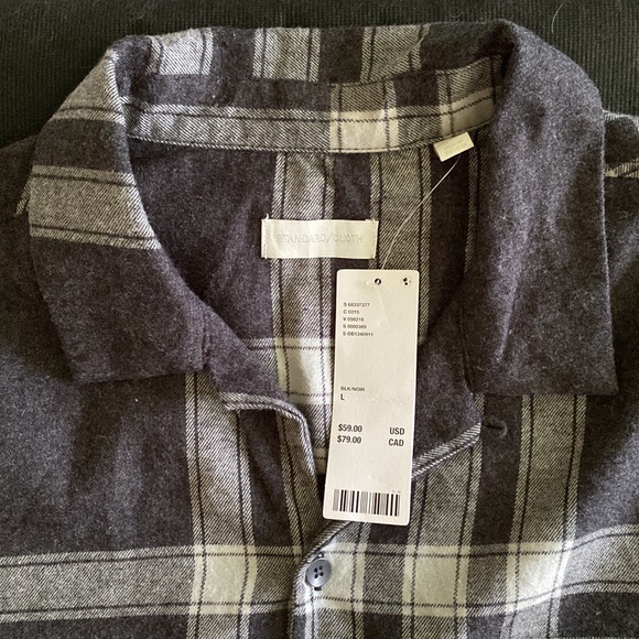 Urban Outfitters NWT Standard Cloth flannel button front grey black plaid - Picture 4 of 14